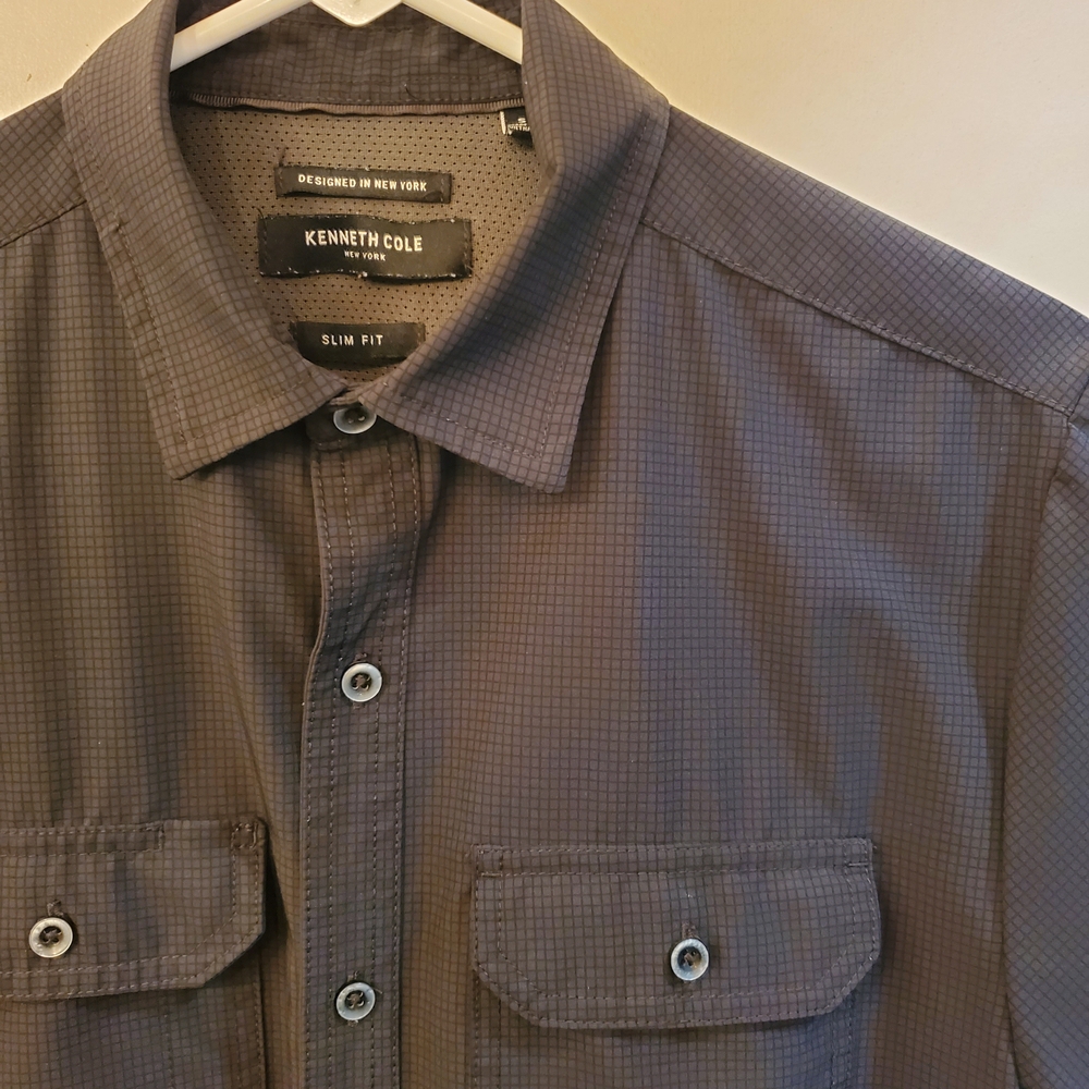 Kenneth Cole Gray Button-Up Shirt